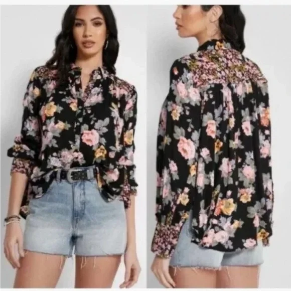 Free People Hold on to me floral L/S blouse, Small - Picture 3 of 14